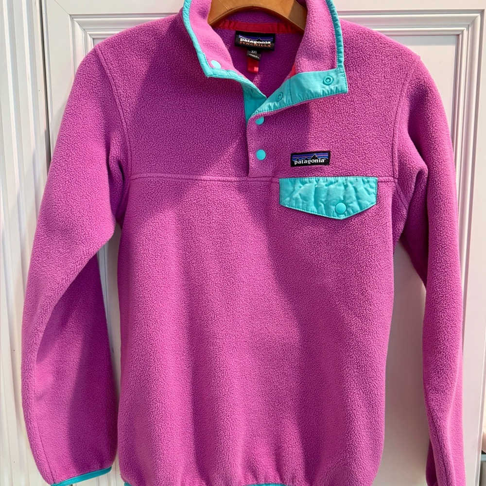 Patagonia Magenta Fleece with Aqua Trim